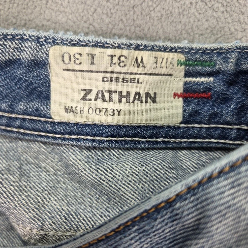 Diesel Zathan Jeans Mens Blue Denim Distressed Straight‎ Wash 0073Y Fits 32x30